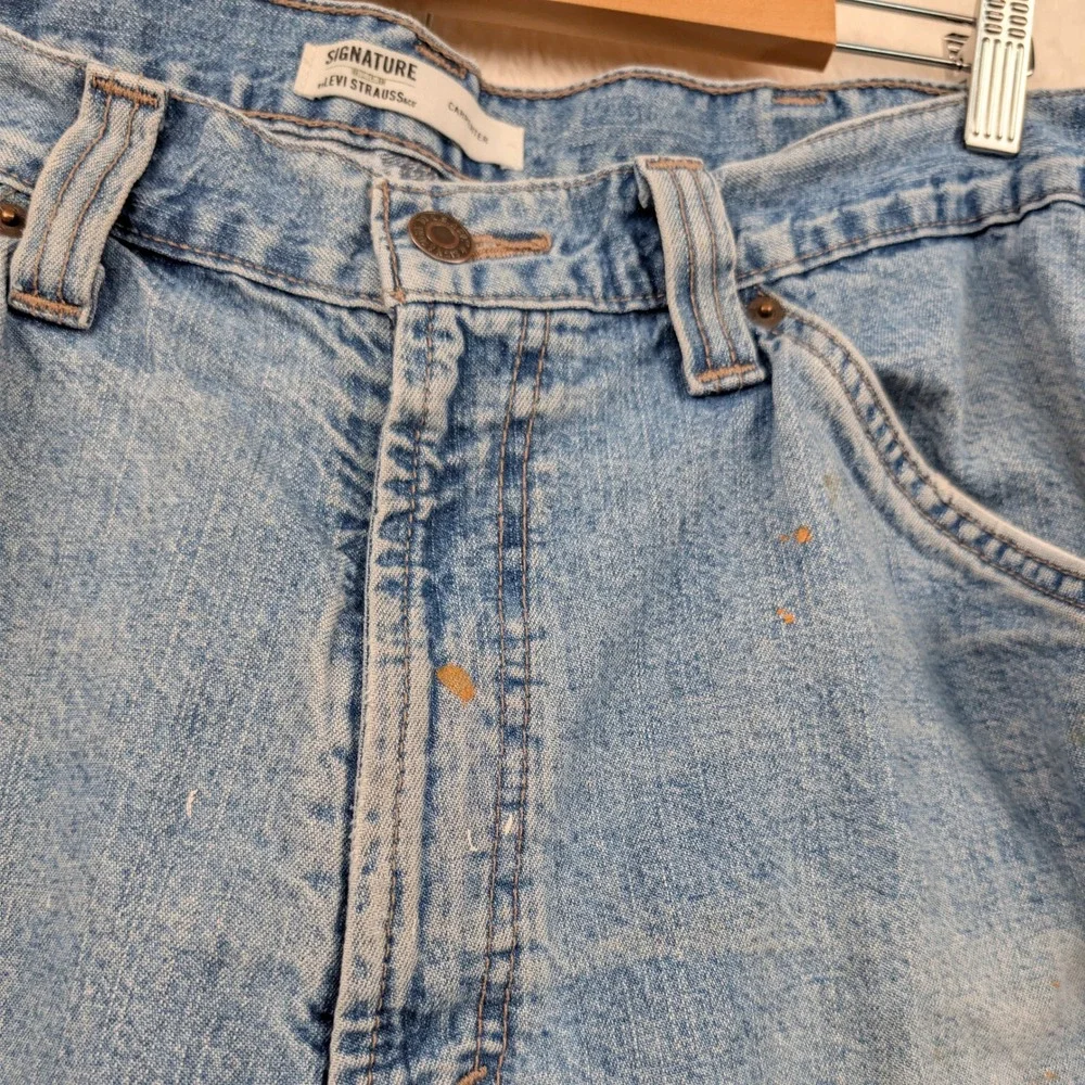 Signature Levi Strauss Carpenter Jeans Mens 36x30 Blue Workwear Relaxed Straight